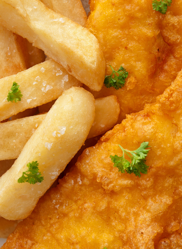 Fish and chips meal closeup